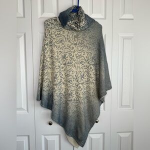 Zoe Madison Turtleneck Shawl Paisley Ombre Knit Pullover Sweater Poncho Sz Med